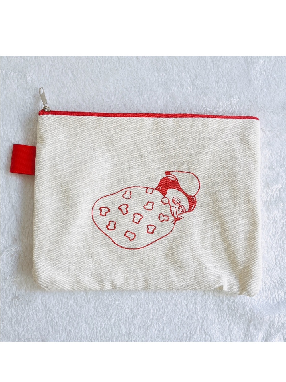 NWOT Pandorobou bread thief beige cotton canvas flat pouch cosmetic bag